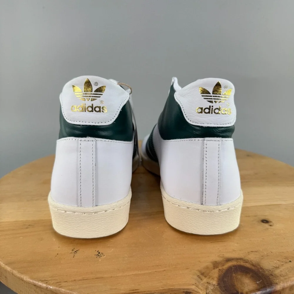 Adidas Jabbar High Mens Size 12 White Green Basketball Shoes Leather Sneaker NEW